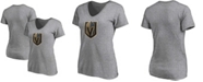 Fanatics Women's Gray Vegas Golden Knights Primary Logo V-Neck T-shirt